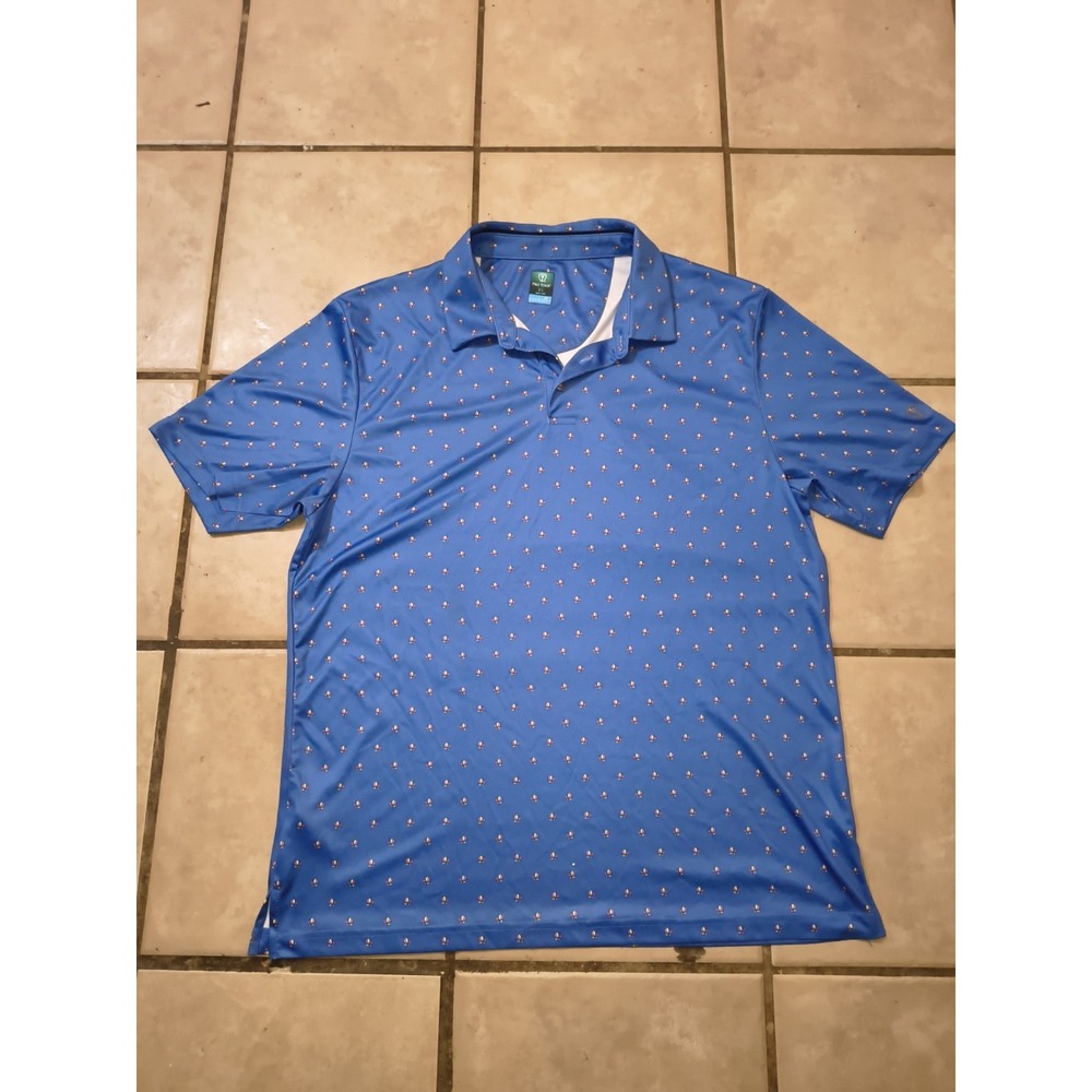 Pro Tour CoolPlay Golf Polo Shirt Mens XL Blue Beach Ball Print Performance Athl